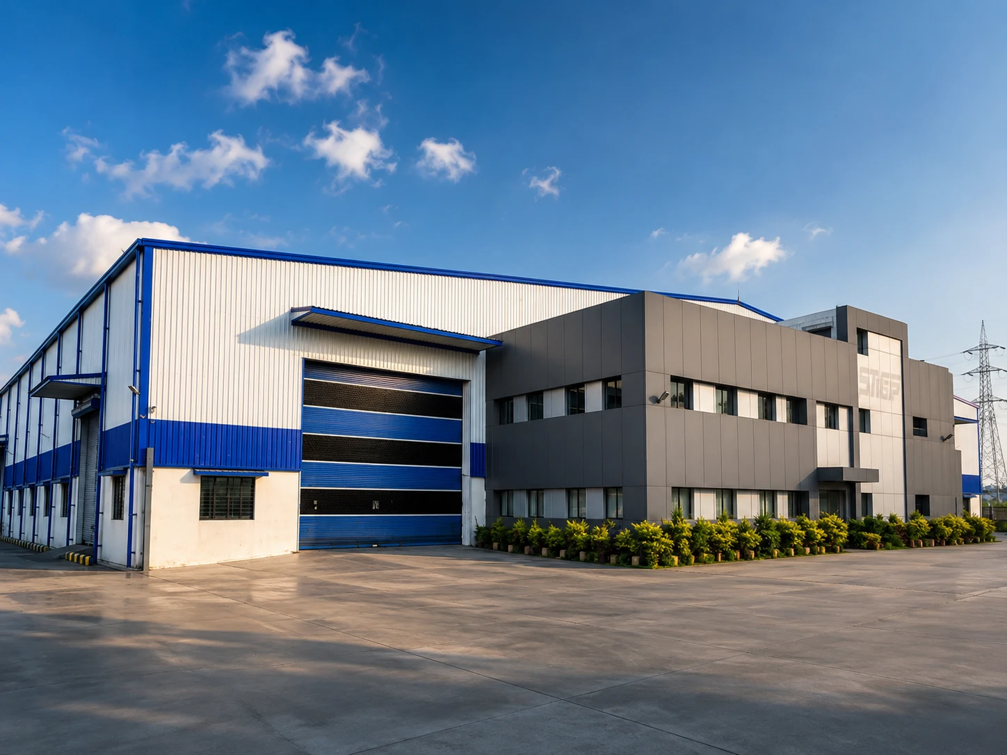 Exterior elevation of an industrial facility developed by CIPL in Chakan MIDC